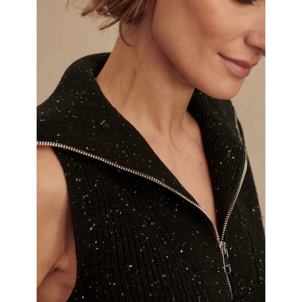 NWT Varley Amina Half-Zip Ribbed Sleeveless Knit Sweater Vest Fall Black Small - Picture 2 of 9